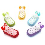 Eilin 5 Pairs Toddler Socks Shoes Baby Non-Slip Soft Bottom Cute Princess Grip Polka Dot Short Tube Baby Breathable Sweat Wicking Stretch Socks（6-24Months)
