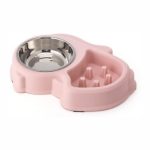 Eilin 2in1 Slow Feeder Dog Cat Pet Bowls Set Stainless Steel Food Water Portable Non-Skid Mat Double Puzzle - Image 2