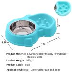 Eilin 2in1 Slow Feeder Dog Cat Pet Bowls Set Stainless Steel Food Water Portable Non-Skid Mat Double Puzzle - Image 3