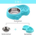 Eilin 2in1 Slow Feeder Dog Cat Pet Bowls Set Stainless Steel Food Water Portable Non-Skid Mat Double Puzzle - Image 4