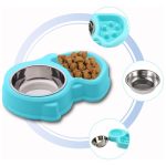 Eilin 2in1 Slow Feeder Dog Cat Pet Bowls Set Stainless Steel Food Water Portable Non-Skid Mat Double Puzzle - Image 5