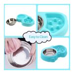 Eilin 2in1 Slow Feeder Dog Cat Pet Bowls Set Stainless Steel Food Water Portable Non-Skid Mat Double Puzzle - Image 7